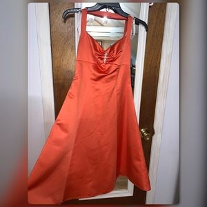Orange David's Bridal A-line Halter Dress